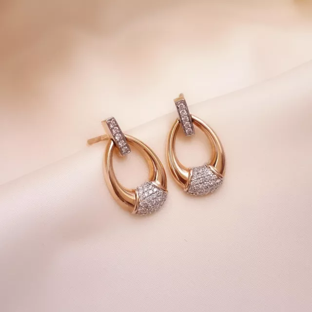 1.20CT ROUND CUT Simulated Diamonds Drop/Dangle Earrings 925 Sterling ...