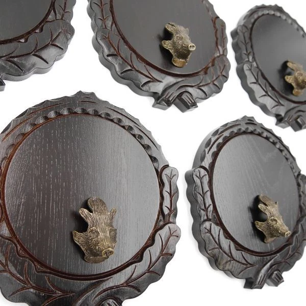 5 Pieza Keilerschilder Tallado Oscuro Af 16 CM Con 5 X Jabalí Cabeza Portada 3