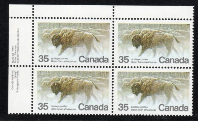 1981 Canada SC# 884 UL - Canadian Endangered Wildlife - Plate Block M-NH # 3007a
