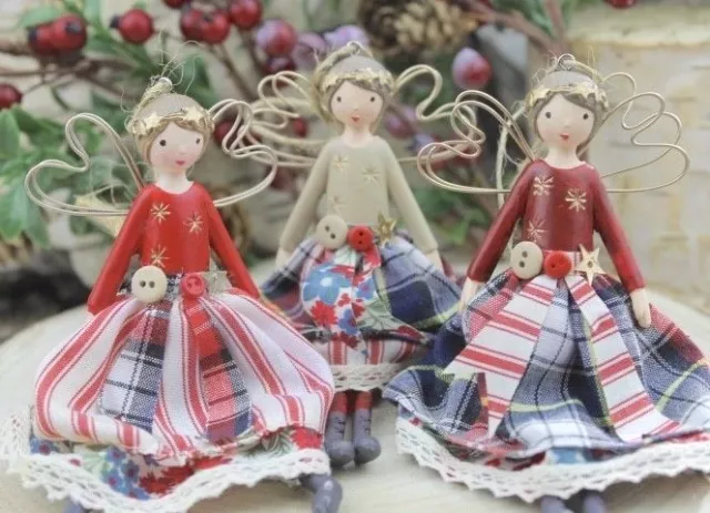 Gisela graham Navidad Nueva Inglaterra País Patchwork Fairy Decoración Grande