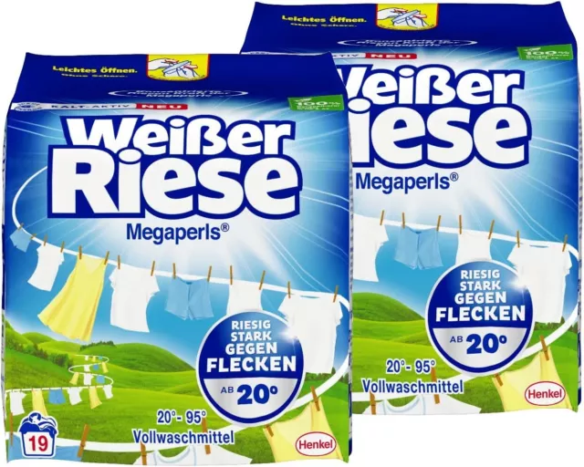 Weißer Riese Universal Megaperls Vollwaschmittel weiße Wäsche recycelbar 2x19 WL