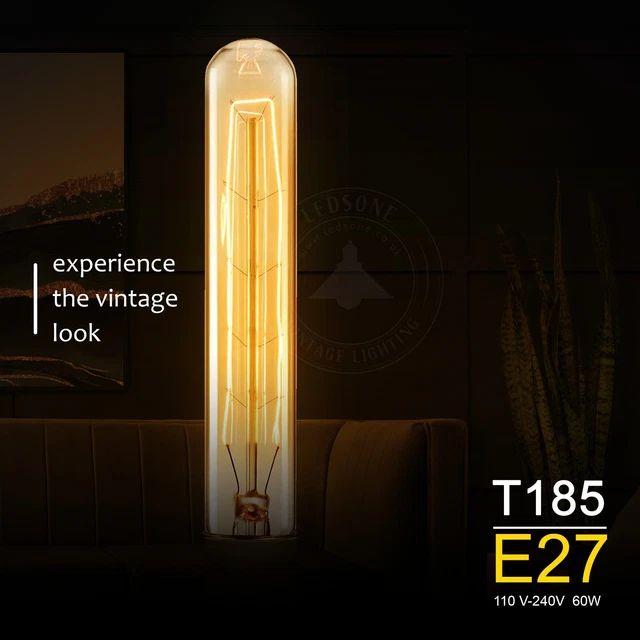Vintage Edison Light Bulb Industrial Decorative Filament E27 Dimmable T185 Bulbs