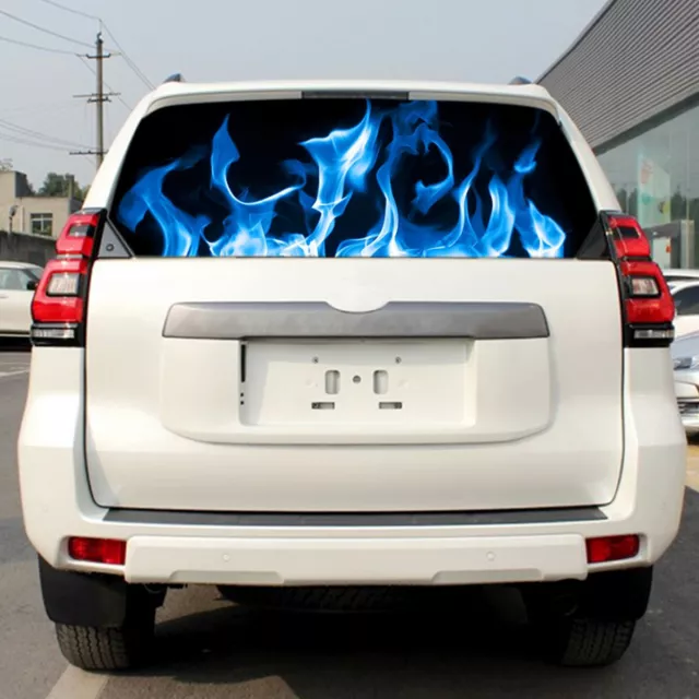 Car Pickup Truck Rear Windshield Lightning Blue Flame Tint Graphic Decal Sticker