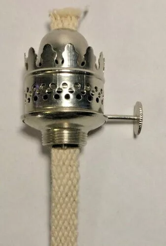 Nickel Plated,Solid Brass Nutmeg Miniature Oil Lamp Burner with wick 10600NJB