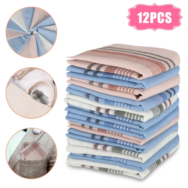 12pcs Men Handkerchiefs Classic Hankies Hanky Pocket Square Handkerchief Random