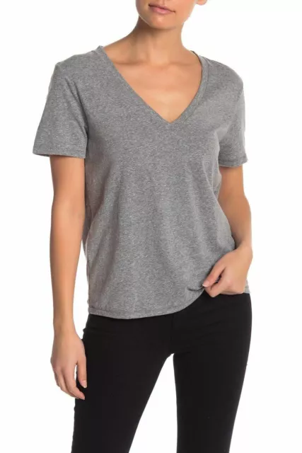 BP V-Neck Short Sleeve Basic T Shirt Grey Cloudy Heather XS Juniors NWT