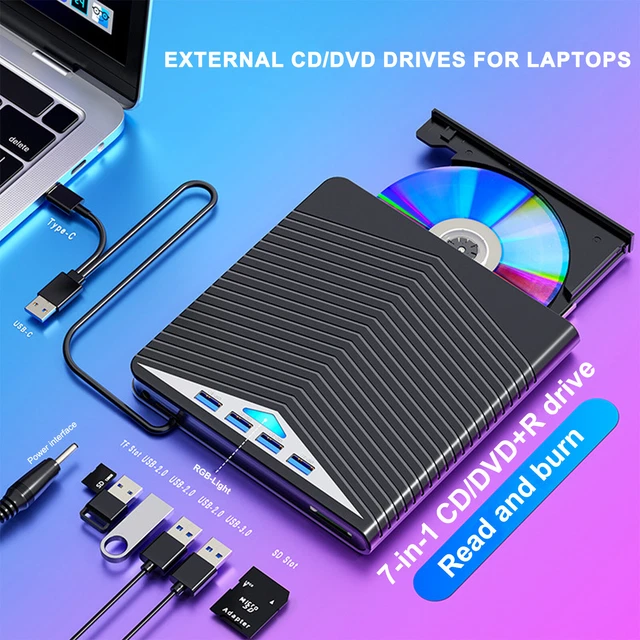 EXTERNAL CD DVD Drive PC Laptop Windows 11 10 USB 3.0 Burner Reader