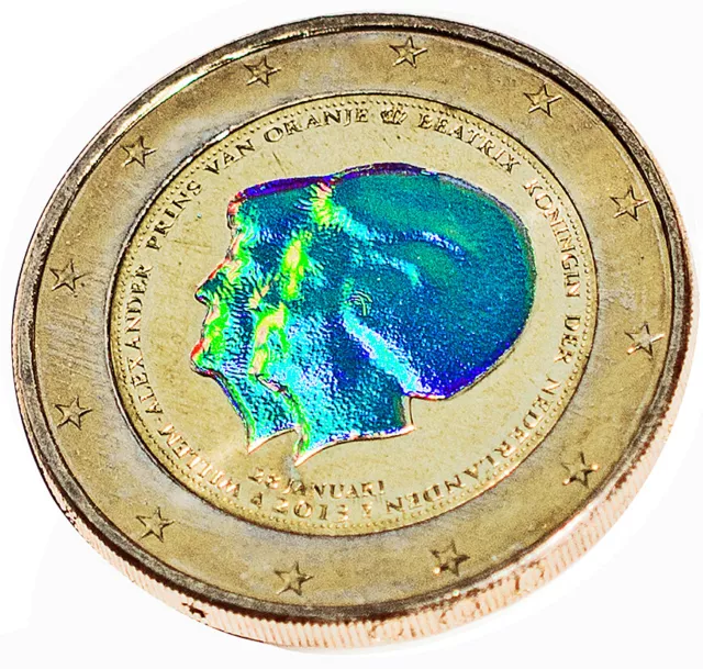 Niederlande 2 € Münze Hologramm, 200 Jahre Königreich, 2013, Bankfrisch