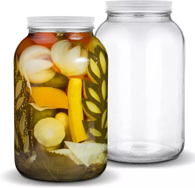 1 Gallon Glass Jar with Lid, Big Pickle Jar with Airtight Lid, Large Mason  Jar f
