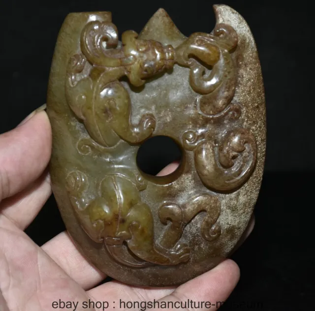 4.2 " Rare Old Chinese Hetian Jade Carving Dynasty Pixiu unicorn Beast Statue