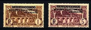 FRENCH EQUATORIAL AFRICA - 1936 - Francobolli Congo 1923 sovrastampati. -