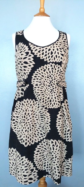 BODEN DRESS Size 12 R Sleeveless Shift Abstract Dahlia FLORAL BOLD PRINT Cotton