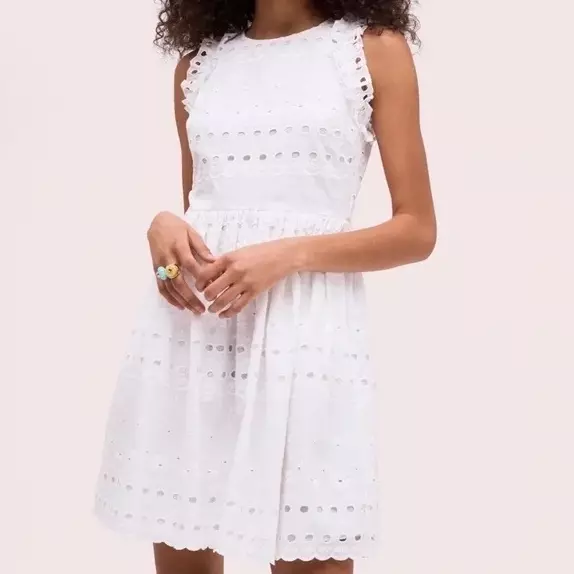 Kate Spade White Eyelet Lace Mini Dress Women's Size 4