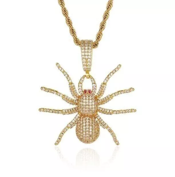 3.00Ct Round Cut Lab-Created Diamond Men's Spider Pendant 14k Yellow Gold Plated