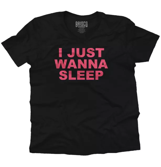 Just Wanna Sleep Funny Nap Tired Lazy Gift V Neck T Shirts Women V-Neck Tees