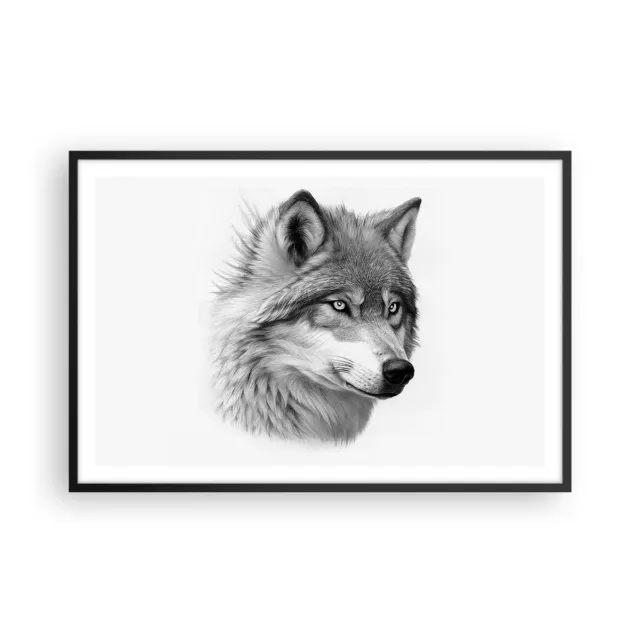 Cuadro Poster de Pared 91x61cm P�ster Marco Lobo Animal Escandinavo Wall Art