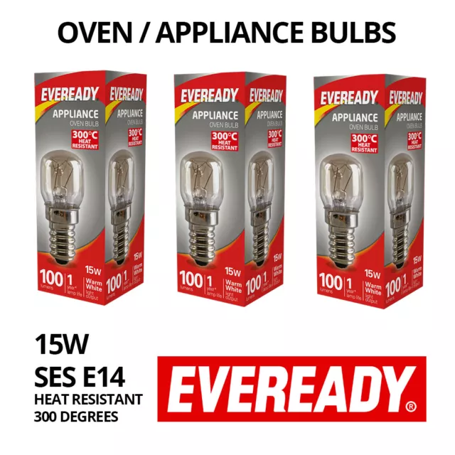 3 X AMPOULE POUR APPAREIL DE CUISSON DE FOUR | LUMIÈRE 300°C 15w 240v e14 ses eveready