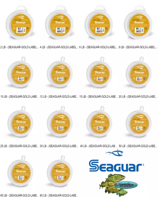 Seaguar Gold Label Fluorocarbon Line 25 Yard Leader Material Pick Any Pound Test