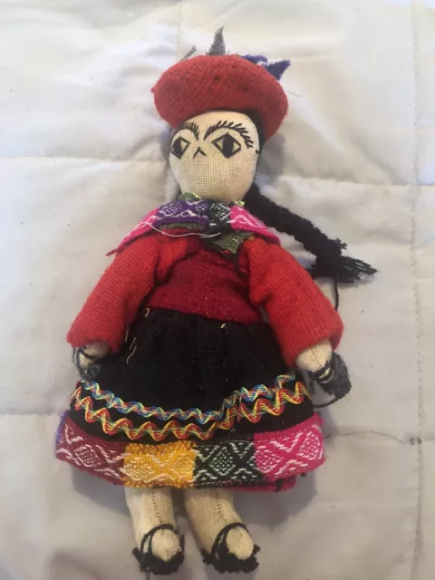 Vintage 10” Handmade Latin American All Cloth International Doll