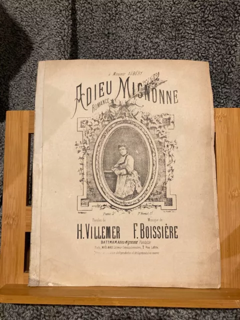 F. Boissière Adieu Mignonne Romance partition chant piano éditions Hiélard