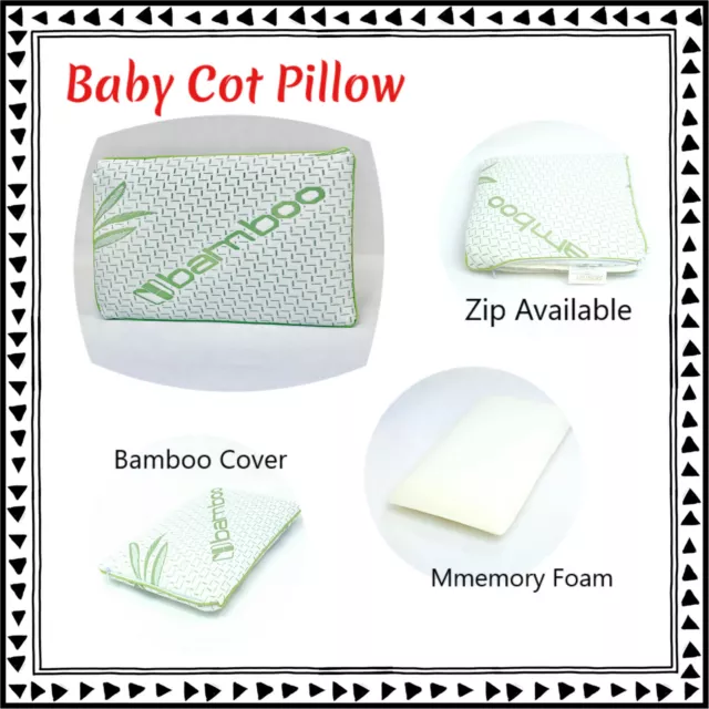 Cot Bed Pillow Bamboo Memory Foam Baby Toddler Kids Pillows Soft Anti Allergenic 2