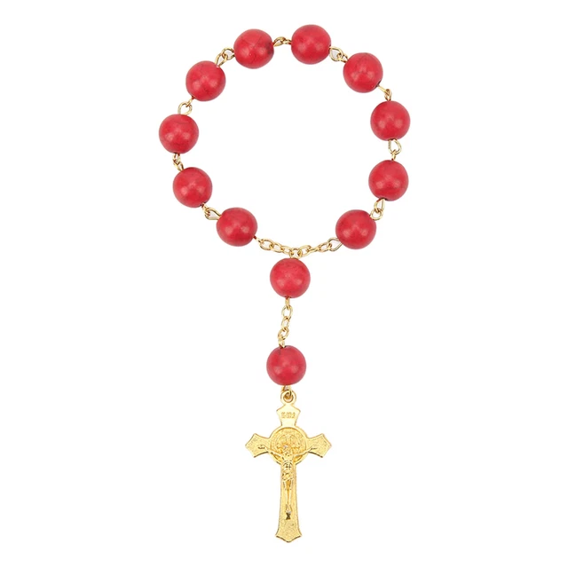(Red)Car Hanging Rosary Beautiful Rosary Beads Catholic Wide Applicability