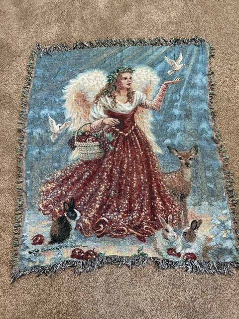 (2) Doña Gelsinger Angel con tapiz de animales, mantas de 60"" × 48""