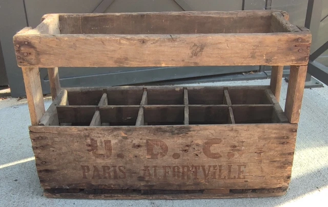 ANCIEN CASIER BOIS Caisse porte bouteille bois vintage Bar Bistrot 1955