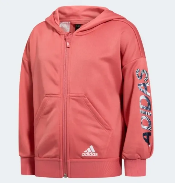 Adidas Junior Girls Hoodie Fleece Top Track Jacket Sweatshirt Big Logo
