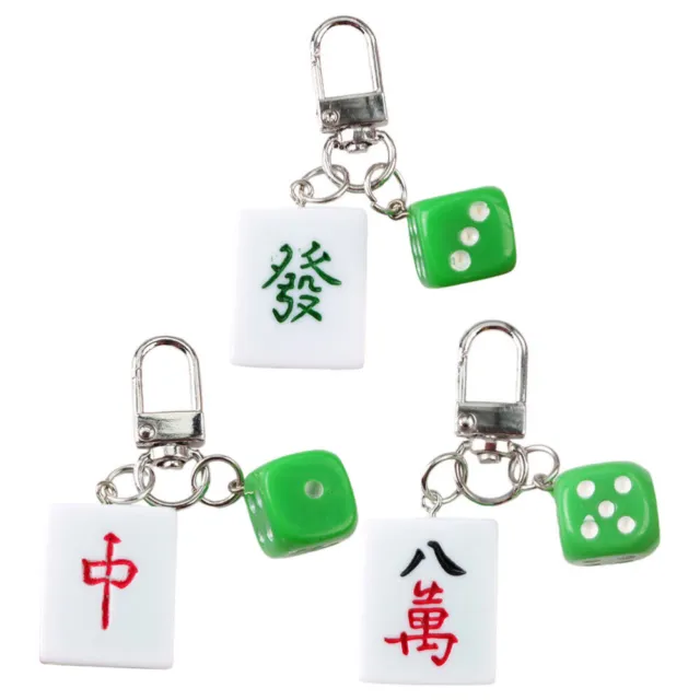 3pcs Mahjong Keychains Decorative Key Chain Pendants Bag Mahjong Bag Pendants