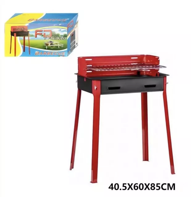 Barbecue Avec Grille À Charbon de Bois 40x60x85cm Pour Jardin Picnic en Métal