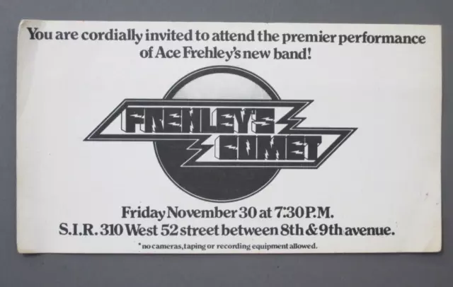 Frehley's Comet invitation to Premier Performance Nov 30th SIR, New York City !