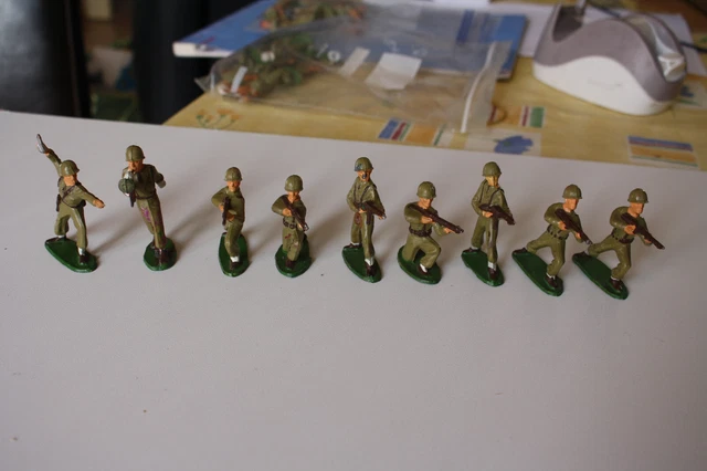 Lot De 10 Figurines Soldats Starlux – 2ème Guerre Mondiale – Infanterie Française – Occasion