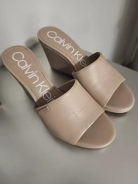 Calvin Klein Luc Mule Womens Size 7 Nude Patent 2