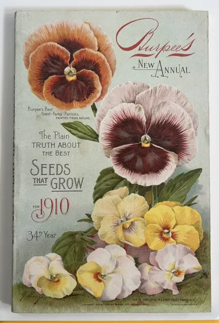 1910 Burpee's Seed Annual Catalog w/Color Plates & Ad Insert