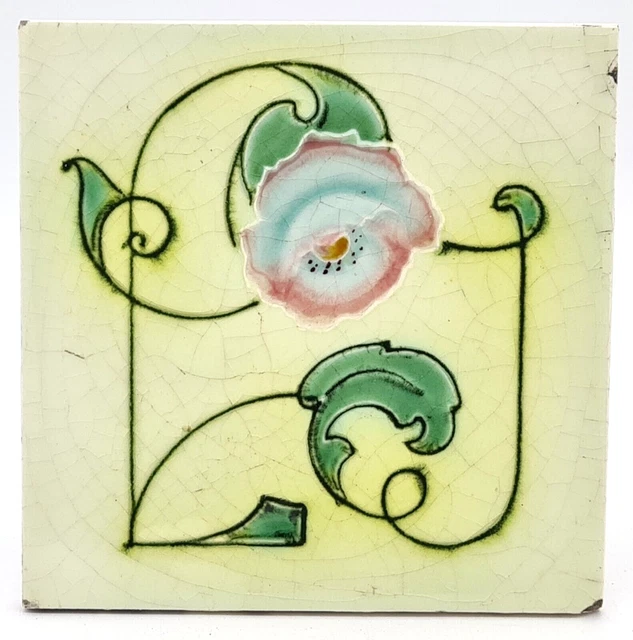 Antique Fireplace Tile Flower Design Henry Richards Tile Company C1906-07