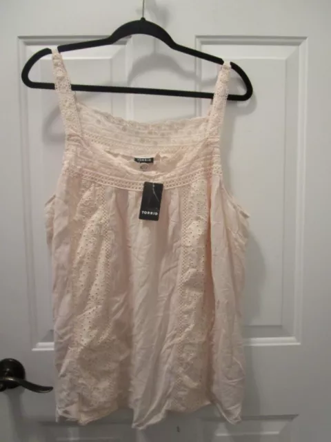 Torrid Washable Gauze Flowy Crochet Trim Angel Wing Tank New