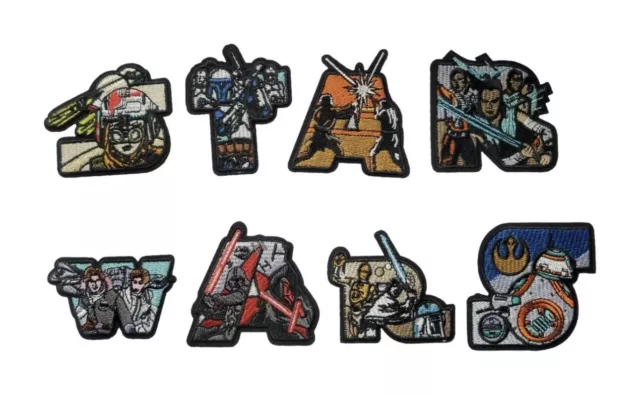 New! Star Wars Movie Characters Name Logo Embroidered Iron On Patch Set of 8