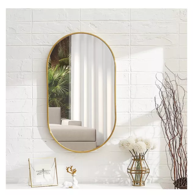 Gold Metal Frame 70cm Oval Wall Mounted Mirror Bathroom Bedroom Makeup Mirrors