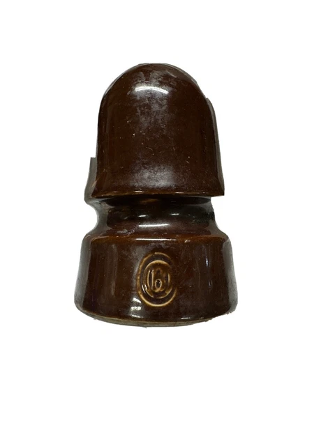 Vintage B Large Ceramic Porcelain Brown Insulator 4 Inch Tall