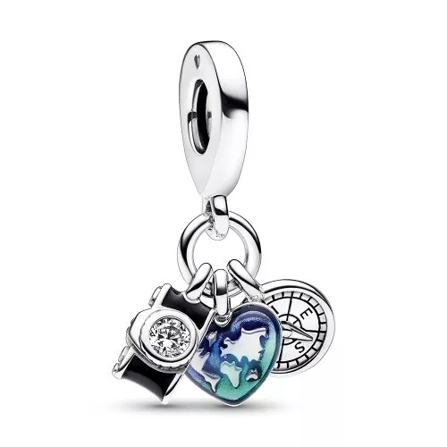 Kamera, Herz & Kompass Dreifacher PANDORA Charm-Anhänger 792703C01