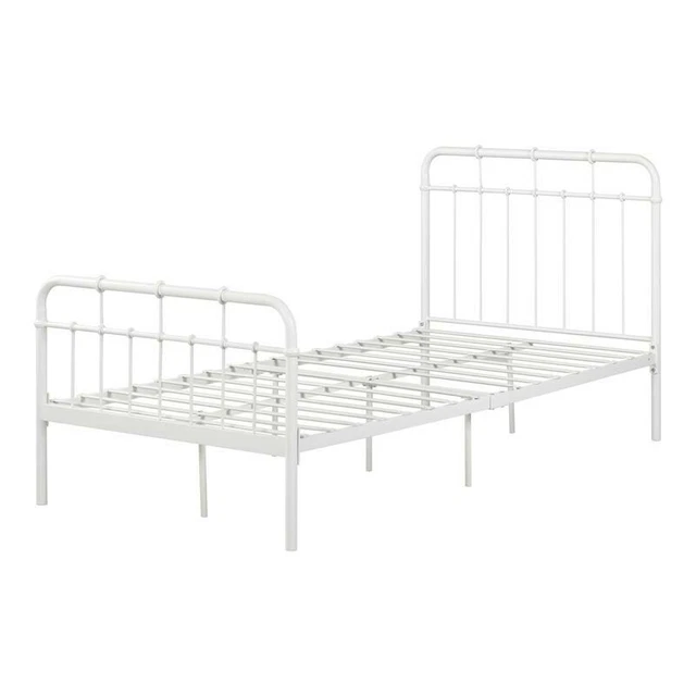 Cotton Candy Metal Complete Bed -Twin-Pure White-South Shore