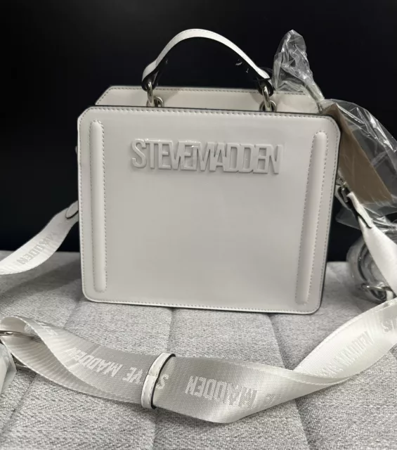 New Steve Madden White Bevelyn Tote Crossbody Bag Purse