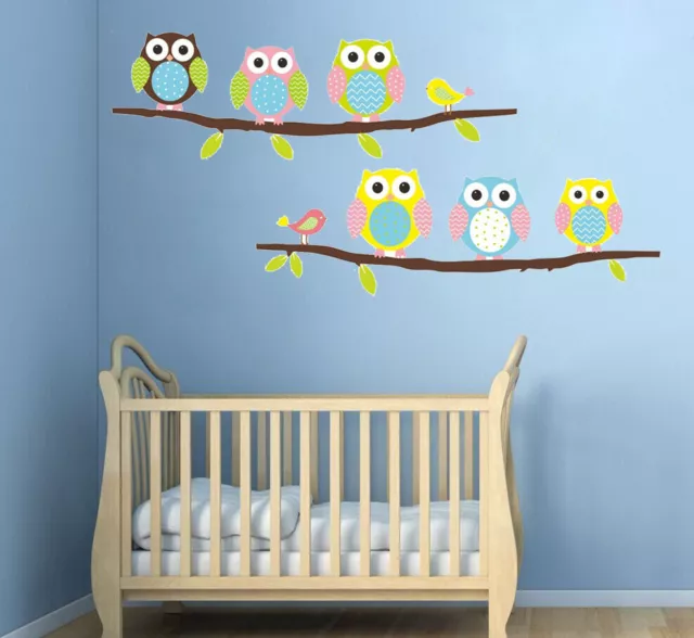 Cartoon Owl Tree Nursery Kids Baby Girl Boy Wall Sticker Paper Decal Art Decor