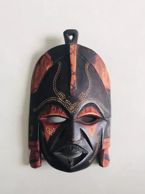 VTG African Mask Vintage wood carved Wall decor home OLD Shaman Ritual amulet US