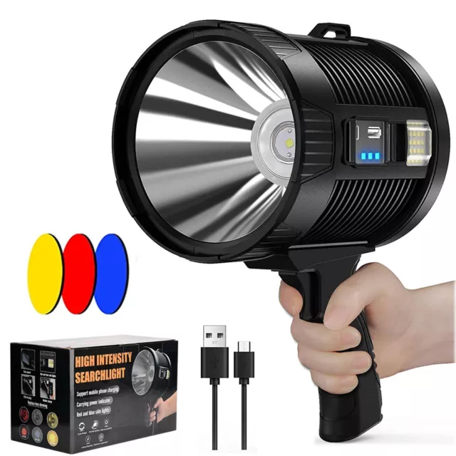 LED Handheld Spotlight Rechargeable Hunting Camping Flashlight Spot Light Torch