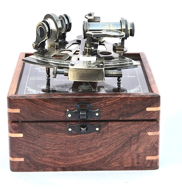 Antiquated Brass Kelvin & Hugs Sextant 1917 with Beautiful Leather Box