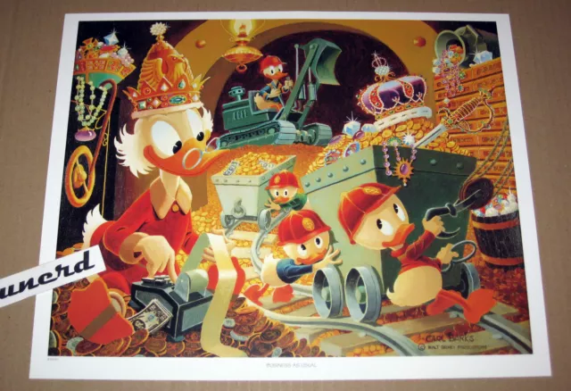 Carl Barks Kunstdruck: Business as usual -Scrooge, Donald, Money Bin Art Print