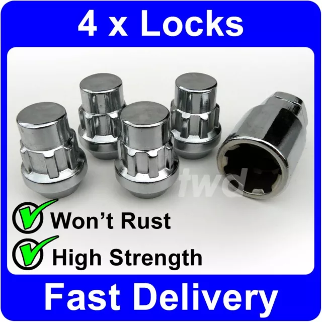 4 x COMPATIBLE ALLOY WHEEL LOCKING NUTS FOR FORD FIESTA (M12x1.5) LUG BOLT [V0b]