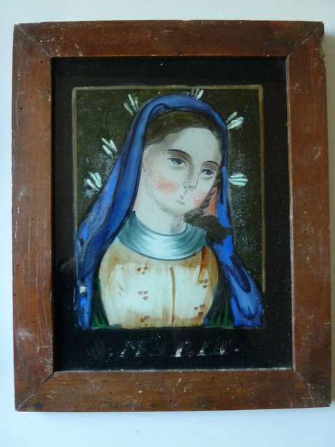 Votivbild, Hinterglasmalerei, 19. Jh., Hl. Maria, 30x24cm